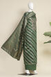 Botle Green Tissue Chanderi Embroidered Unstitched Suit Set image number 4