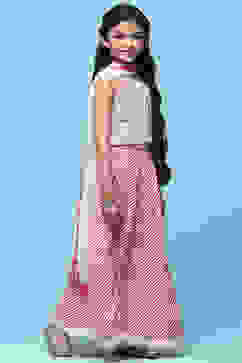 Pink Cotton Embroidered Blouse & Lehenga With Net Dupatta image number 6