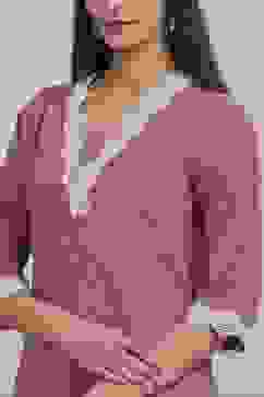 Purple Cotton Straight Kurta image number 1