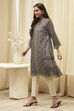 Black Polyester Straight Printed Kurta image number 2