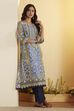 Blue Cotton Straight Kurta