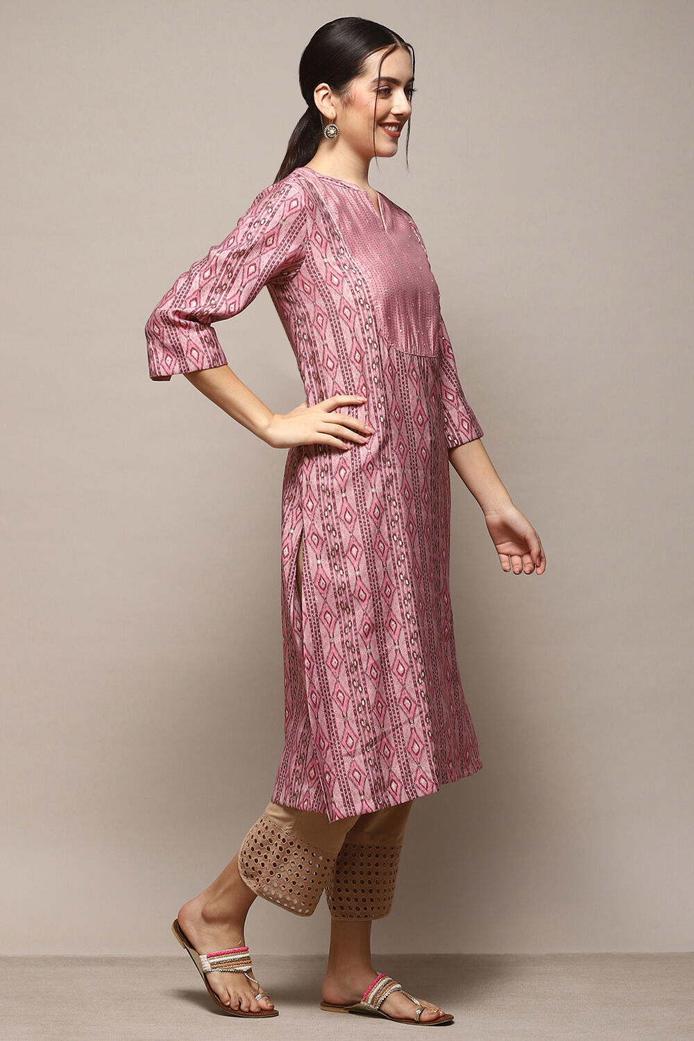 Green Poly Viscose Straight Printed Kurta image number 4