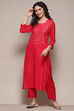 Fuchsia Rayon flax Narrow Kurta Pant Suit Set image number 0