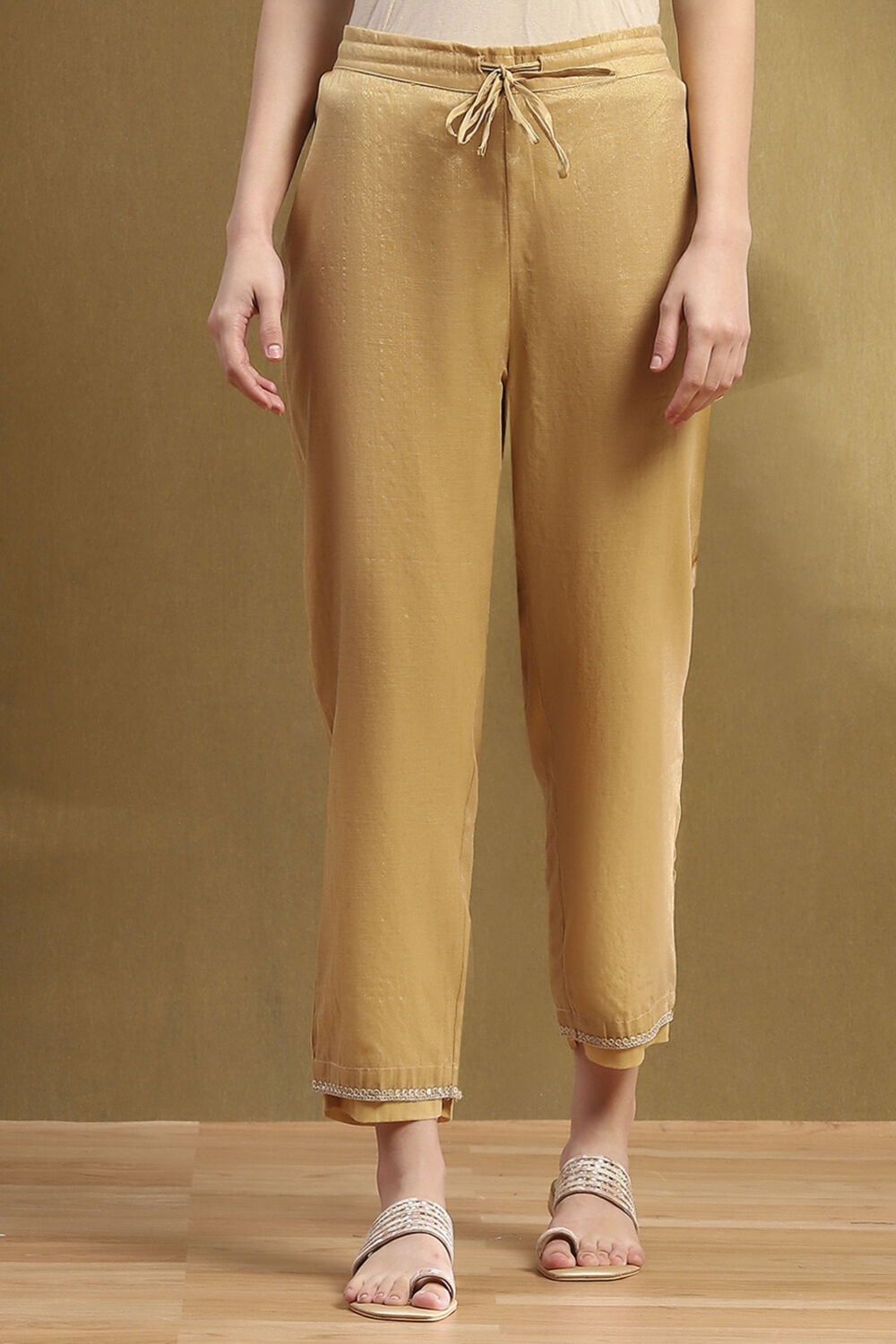 Gold Jacquard Pants image number 4