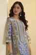 Blue Cotton Straight Kurta image number 1