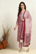 Blue Cotton Hand Block Print Unstitched Suit Set image number 1