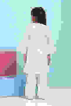 White Poly Chanderi Solid A-Line Suit Set image number 4