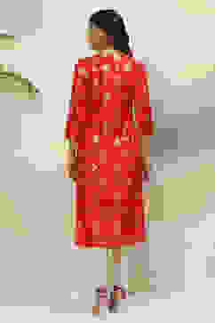Red Straight Viscose Kurta image number 5