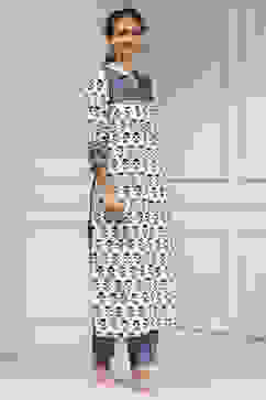 Indigo Cotton Modal Digital Print Unstitched Suit Set image number 6