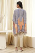 Blue and White Printed Kaftan Short Kurta image number 3