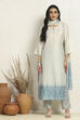 Orange Chanderi Woven Unstitched Suit Set image number 1