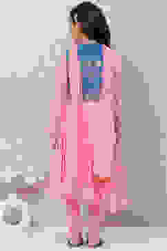 Pink Cotton Anarkali Kurta Churidar Suit Set image number 4