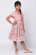 Peach Cotton Flared Printed Dress image number 4