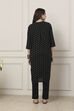 Black Cotton Floral Striped Straight Kurta image number 4