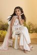 Off-White Viscose Rayon Floral Straight Suit Set image number 0