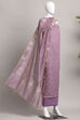 Light Blue Cotton Jamdani Unstitched Suit Set image number 4