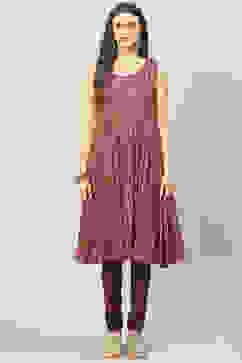 Wine Art Silk Straight Kurta Churidar Suit Set image number 1