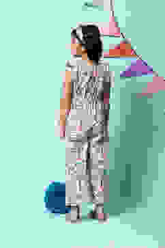 Cream Cotton Straight Jumpsuit image number 4