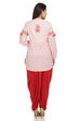Red Cotton Short Kurta & Pants Set Kurta Dhoti Pants Suit Set image number 4