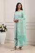 Black Polyester Yarndyed Straight Suit Set image number 3