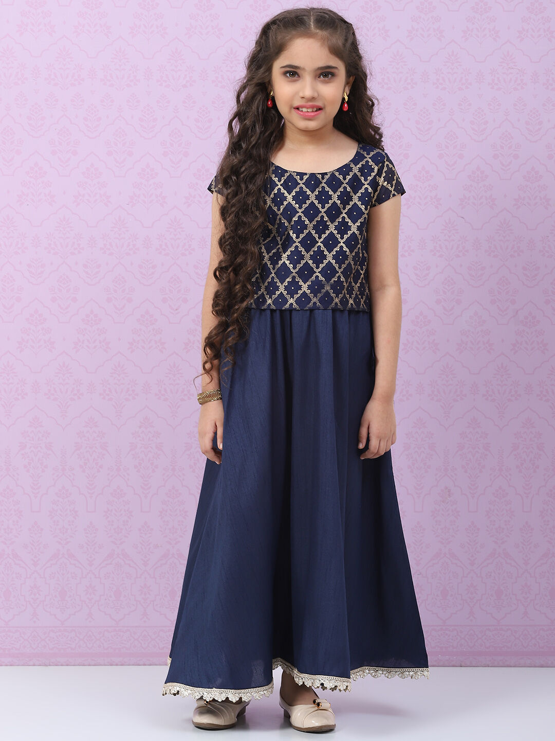 Navy Art Silk Straight Lehenga Set image number 0