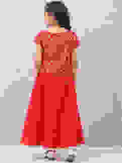 Red Art Silk Straight Lehenga Set image number 4