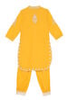 Yellow Cotton Kurta Pants Set image number 3