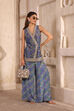 Blue Chanderi Front Open Printed Co-ord Set image number 6
