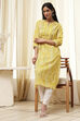 Yellow Cotton Printed Straight Kurta image number 0