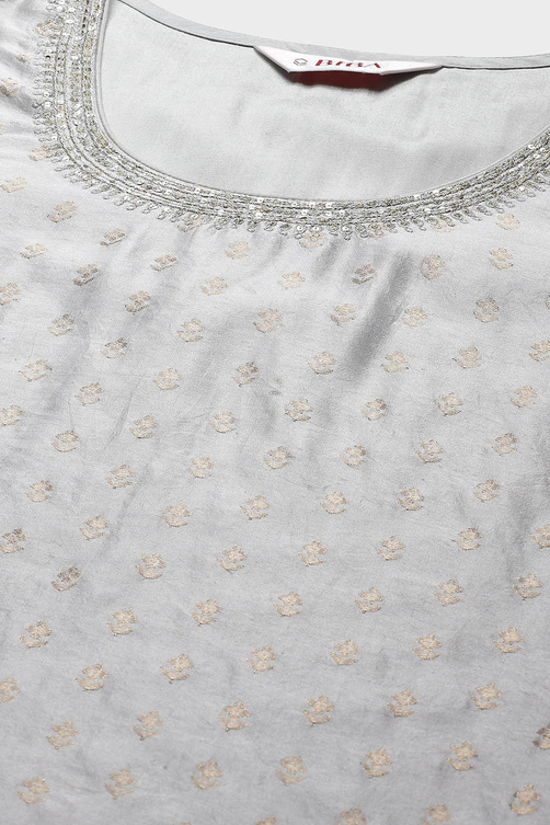 Powder Blue Poly Metallic Straight Suit Set image number 1