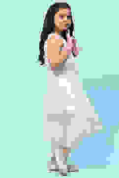 White Poly Chanderi Embroidered Mirror Work Suit Set image number 8