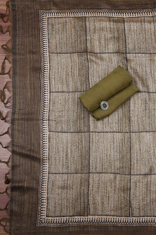 Wine Silk Blend Printed Embroidered Unstitched Suit Set image number 3