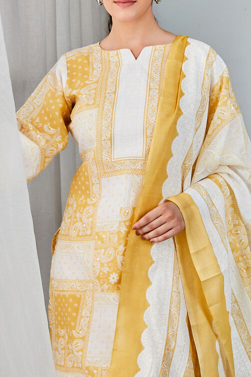 Blue Cotton Blend Digital Print Unstitched Suit Set  image number 1