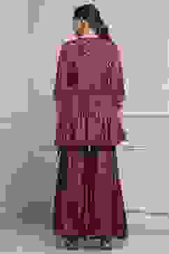 Purple Viscose Shantoon Printed Peplum Garara Suit Set image number 4