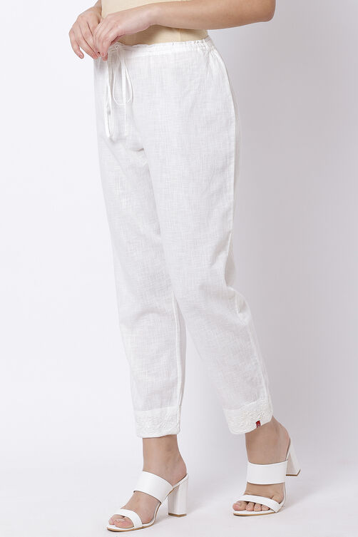 White Cotton Chikankari Pants image number 2