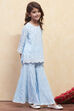 Powder Blue Polyester Sharara Suit Set image number 5