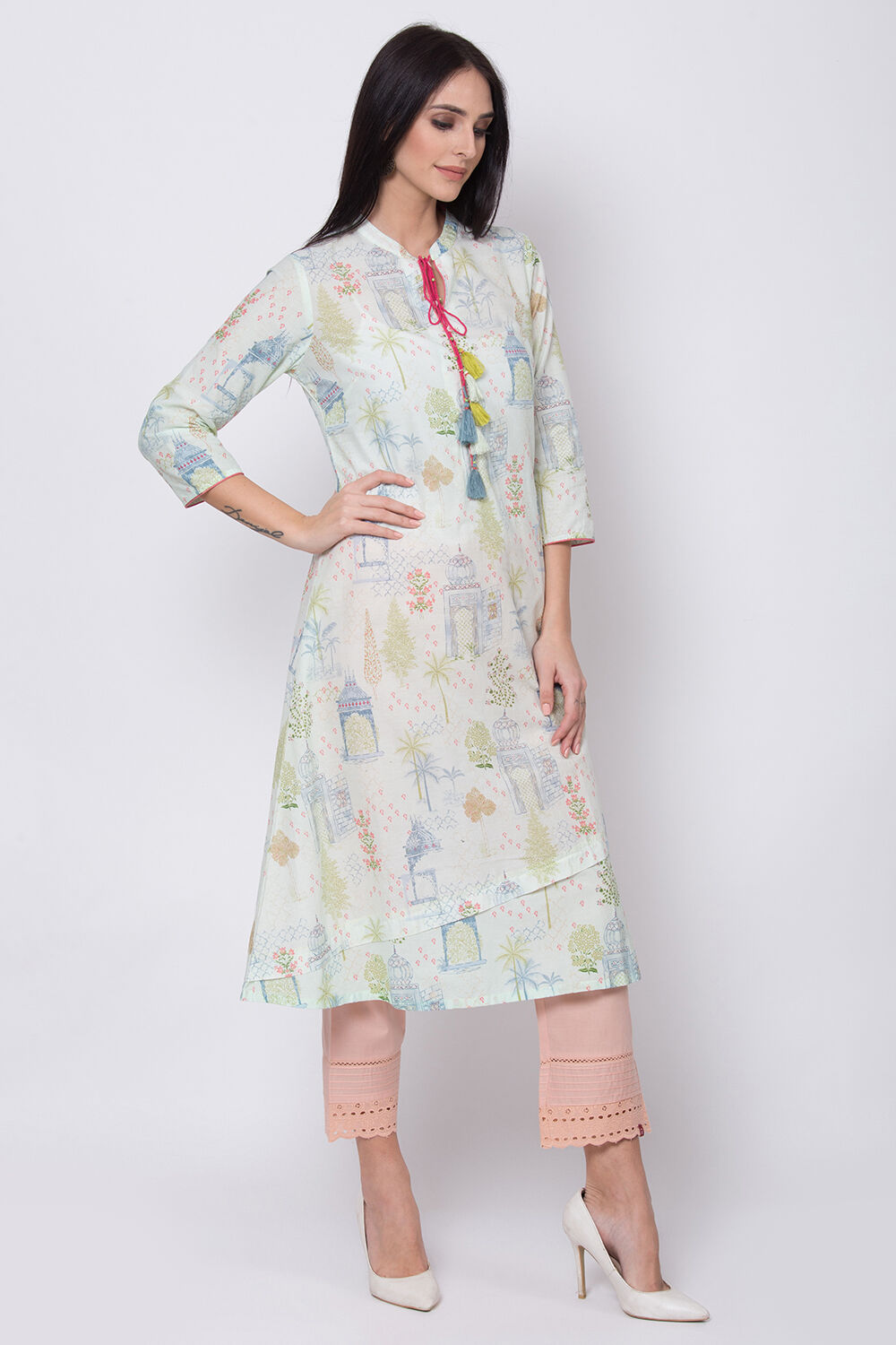 Mint Green A Line Kurta image number 3