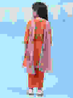 Orange Art Silk Straight Kurta Regular Pants Suit Set image number 4