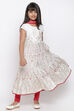 Off White Cotton Straight Kurta Churidar Suit Set image number 4