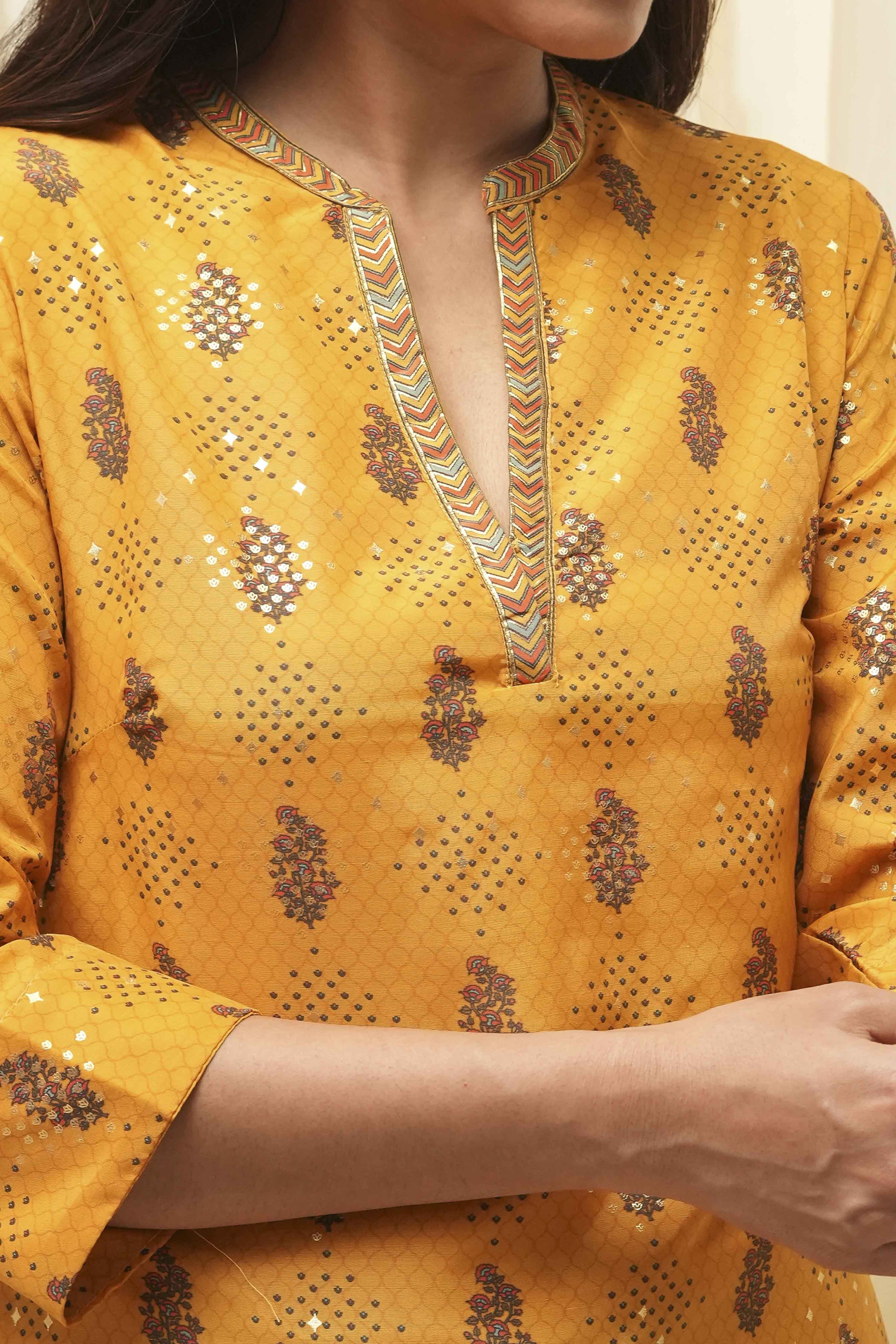 Yellow Art Silk Straight 2 Piece Set image number 1