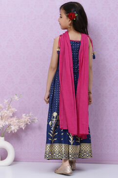 Blue Cotton Flared Lehenga Set image number 4