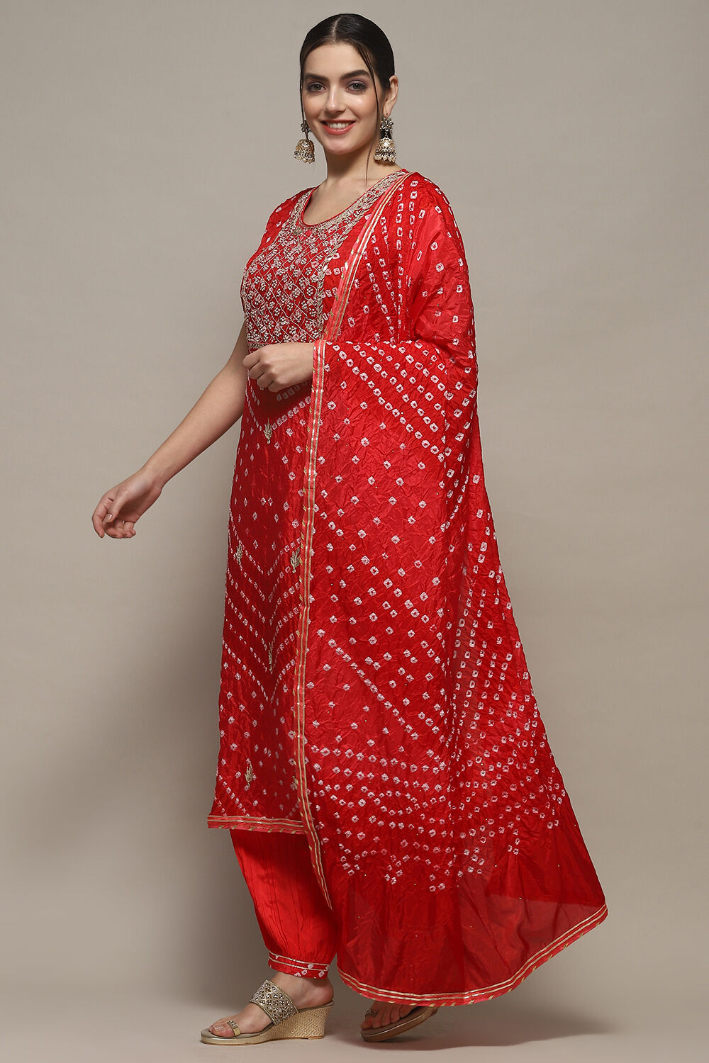 Orange Silk Blend Unstitched Suit set image number 5