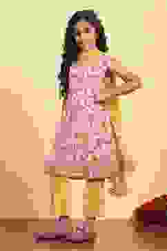 White Cotton Flared Printed Suit Set image number 3