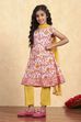 Blue Cotton Flared Printed Suit Set image number 3