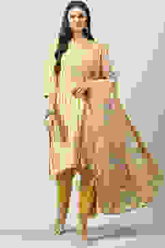 Mustard Viscose Straight Kurta Pants Suit Set image number 0