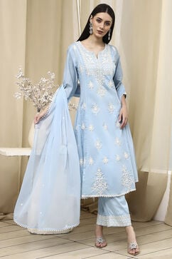 Blue Viscose Kalidar Suit Set image number 6