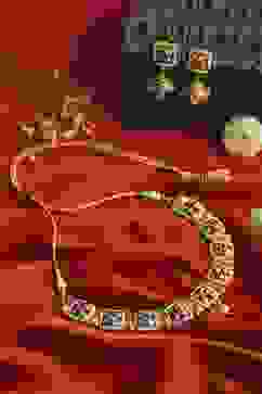 Green Pink Alloy Necklace Set image number 0