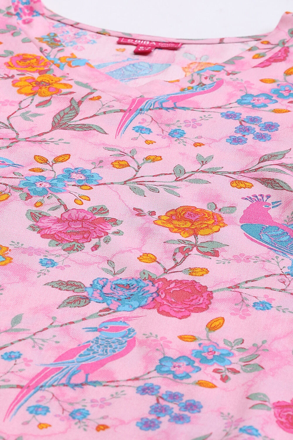 Pink Rayon Straight Printed Kurta Set image number 1