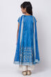 Blue Poly Cotton Front Open Straight Kurta Palazzo Suit Set image number 5