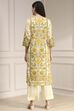 Cream-Colored Cotton Printed Straight Suit Set image number 4